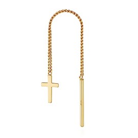 NKlaus 14517 Single Pull-Through Cross 333 Yellow Gold 8 Carat 8.5 x 4.5 mm Women's Gold Earring, Yellow Gold