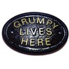 Artisan GRUMPY LIVES HERE WORKSHOP DOOR/HOUSE SIGN PLAQUE BLACK WITH