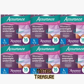 Assurance Women's Incontinence & Postpartum Underwear, Large, Overnight 96ct 6pk