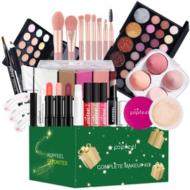 FantasyDay All-in-one Makeup Gift Sets | Makeup Kit for Women Xmas Girls Essential Cosmetic Bundle Travel Make-up Include Eyeshadow Lipstick Blush Concealer Eyeliner Lipgloss Mascara Eyebrow Pencil