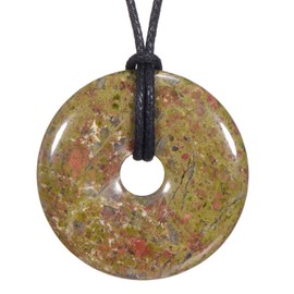 Morella Ladies' Necklace 80 cm with Doughnut Gemstone Pendant in Velvet Bag, None