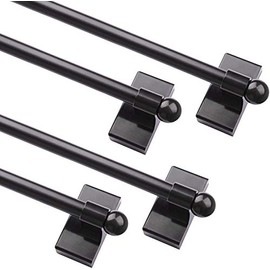 Magnetic Curtain Rods Multi-Use Adjustable Appliance Metal Doors Magnetic Rods, 9-16 Inch, 1/2 Inch Diameter, 4 Pack,Black