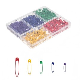 HIGHROCK Safety Pins Assorted, 300 Pcs Safety Pins for Clothes Costume, 5 Sizes Heavy Duty Safety Pin forSewing Crafts Art Supplies (Colorful)