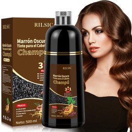 Dark Brown Hair Dye Shampoo 3in1, Haarfarbe Shampoo Braun Gegen Graue Haare Abdecken, Sofortiges Haarfärbeshampoo, Farbshampoo Dunkelbraun für Männer Frauen (Dunkelbraun)