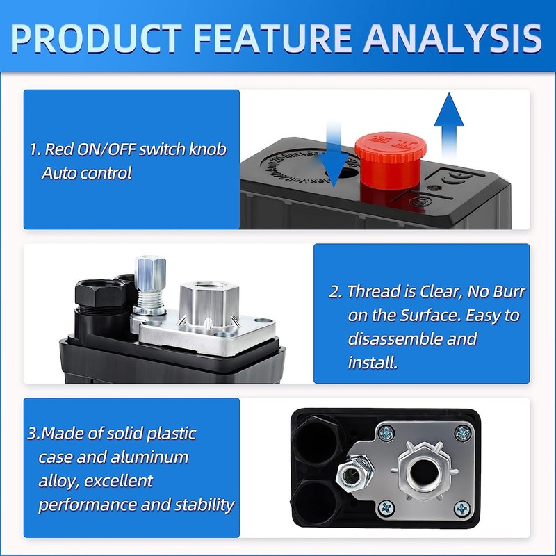 Air Compressor Pressure Switch Dual Regulator Automatic Pressure Control Valve