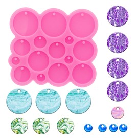 Super Shiny Mini Round Circle Silicone Keychain Mold Many Circles Tiny Resin Mold Diameter 1cm, 1.5cm, 2cm, 2.5cm, 3cm Resin Silicone Molds, Epoxy Mould for DIY Keychains Earrings Crafts