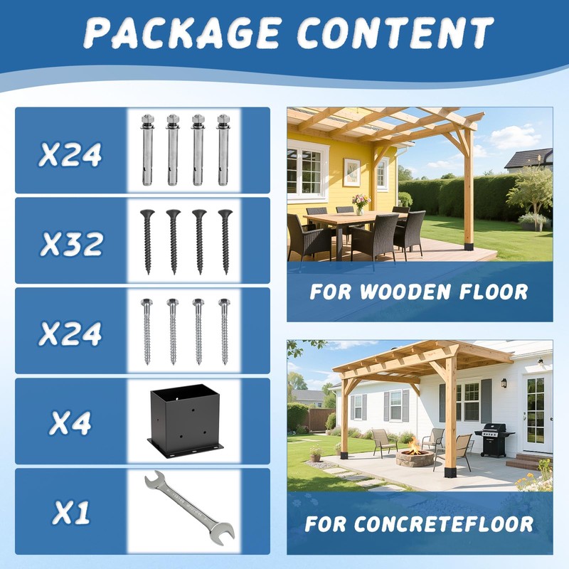 4×6 Post Base 4 Pcs,Deck Post Brackets,Inner Size (3.6" x5.6“Heavy