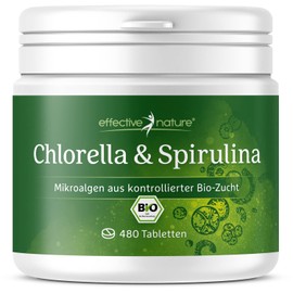 Spirulina Chlorella Pellets - 480 Algae Tablets - 100% Natural Organic Spirulina and Chlorella - 2 Superfoods Combined - For Approx. 1-2 Months