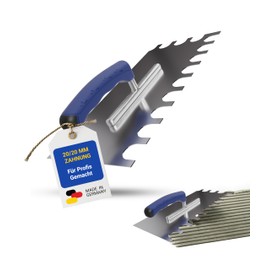 Karl Dahm® Soft Grip Toothed Trowel 20/20 mm - Professional Smoothing Trowel - Stainless Steel - Ergonomic Handle - Fatigue-Free Working - Made in Germany - 11638