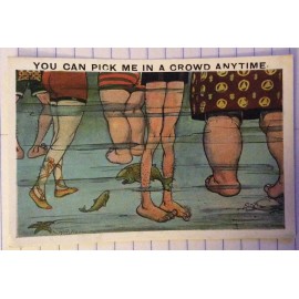 Vintage Tichor Bros Post Card, COMIC Beach Themed Lanky Legs #121428, R.S. Bacon