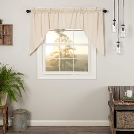 VHC Brands Simple Life Flax Natural Valance, Swag Set 36x36x16