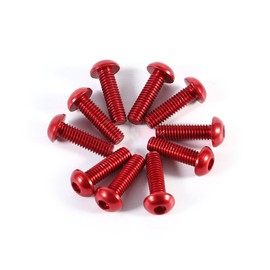 Pack of 10 M3 6-10 mm Colourful Button Round Cylinder Head Screws Aluminium Alloy Metric Hex Socket Screw (10 mm - Wert色)