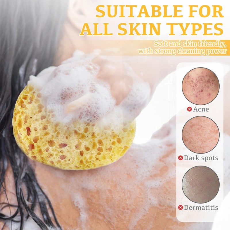 Benaewa 3 Pcs Natural Sponge, Shower Sponges for Men, Women,