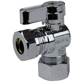 Angle Stop Valve, Quarter-turn Ball Valve, 1/2" Compression Inlet, 1/2" Male Threaded Outlet - By Plumb USA