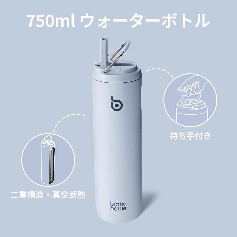 BOTTLE BOTTLE Water Bottle, 0.7 L; Large Capacity, Includes Straw,