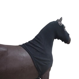 All-Covered Stretch Horse Hood Fleece-Lined Horse Neck Sleeve Mane Protecting Cover with Zipper (Large, Black)