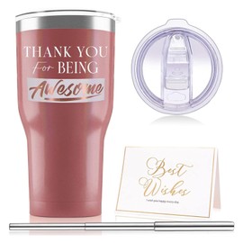 HIYAA Mothers Day Gifts for Mum from Daughter Son, 30 Oz Thank You for Being Awesome Stainless Steel Tumbler with Sliding Lids and Straws, Christmas Gifts for for Women Best Friends Employee Coworker