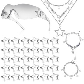 ZhouBoat Y2k Accessories Set Included Star Y2k Silver Necklace Grunge Layered Necklace Y2K Sunglasses Star Hair Clip Y2k Silver Hair Clips Vintage Jewelry Set for Women
