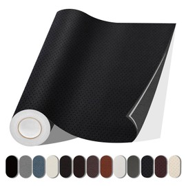 Lifeshoon Leather Repair Patch, 17X79 Inch Breathable Perforated Self Adhesive Leather Repair Tape, Large Vinyl Patch Kits for Couch, Furniture, Sofa, Car Seat, Office Chairs （Black, 17X79 Inch）