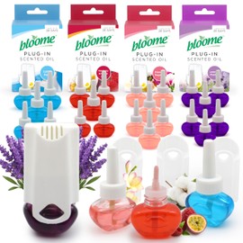 Bloome 4pk Plug-In + 22 Assorted Plug In Refills Scented Oil Air Freshener 20ml - Fragranced Oil Air Fresheners for Home, Bedroom, Office, Pet Odours, Kitchen, and Room Freshness