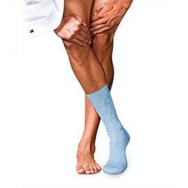 FALKE Men's No. 2 M So Cashmere Plain 1 Pair Socks, Blue Bleue Melange 6266, 5.5-6.5