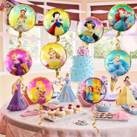 Luchild Balloons Princess Party Decorations Girls, Princess Foil Balloons, Princess Kids Birthday Decorations Princess Helium Balloons for Girls Princess Theme Happy Birthday Party Supplies Decoration