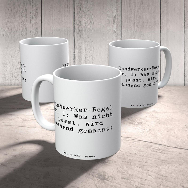 Mr. & Mrs. Panda Tasse Spruch Handwerker-Regel Nr. 1: Was