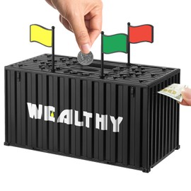 Piggy Bank for Kids, Unbreakable Building Blocks Container Money Saving Box for Adults, Digital Coin Counting Bank with LCD Counter, Great Children’s Gifts for Birthday, Easter, Christmas Black