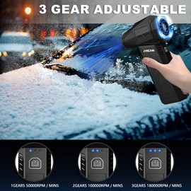 JVSCAM Compressed Air Duster - 180,000 RPM Electric Air Duster - with Brushless Motor, 3-Gear Adjustable Air Duster - for Keyboard, PC, Car, Air Bed, and Home Cleaning (X11-Black)