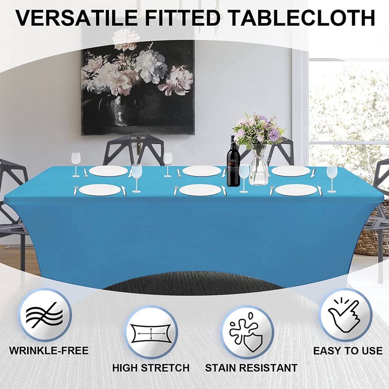 Newthinking 6ft Spandex Fitted Tablecover, Washable Rectangular Stretch Trestle Table