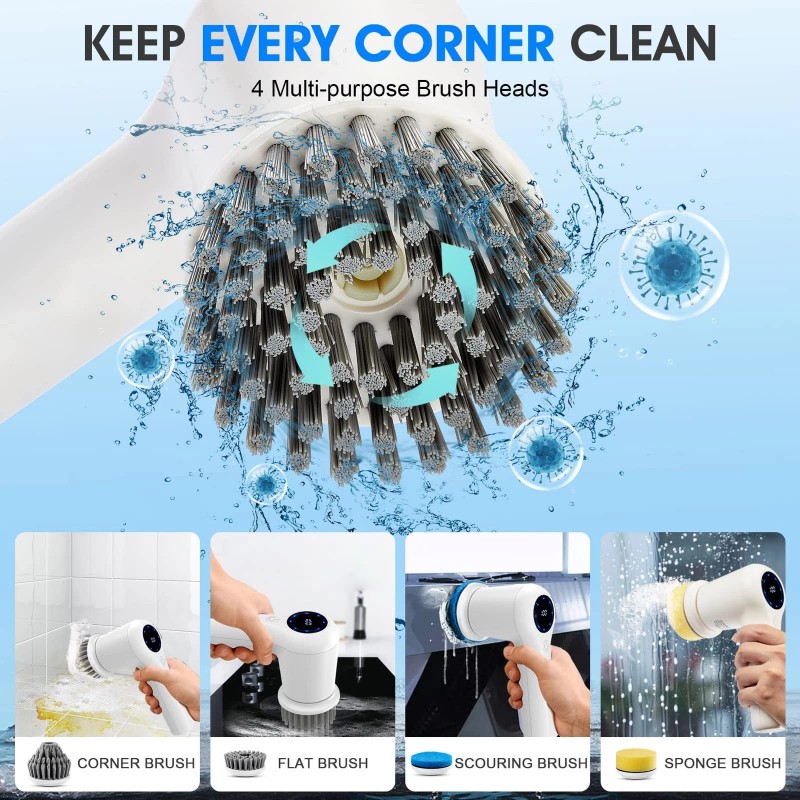 WWOAA Electric Spin Scrubber, Power Cleaning Brush Shower Scrubber with