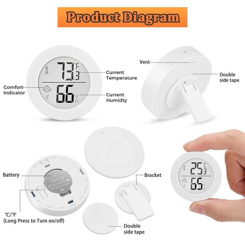 Thlevel Reptile Tank Accessories, 2 Pack Bearded Dragon Tank Thermometer