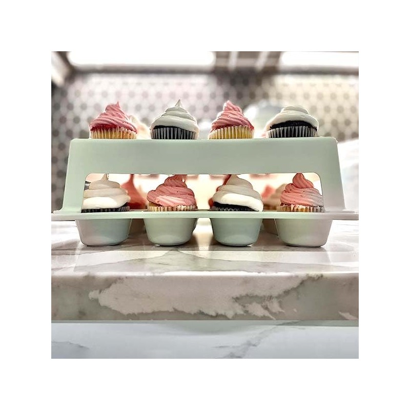 Top Shelf Elements Cupcake Carrier, EXTRA TALL LID, Green Cupcake