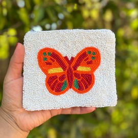 Butterfly Coin Purse Pouch, Coin Purse Pouch, Cute Coin Purse, Beaded Purse Friend Gift, Beaded Pouch Wallets for Her, Butterfly Gifts