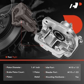 A-Premium Disc Brake Caliper Assembly with Bracket Compatible with Select Honda Models - Ridgeline 2006 2007 2008 2009 2010 2011 2012 2013 2014, V6 3.5L - Rear Right Passenger Side