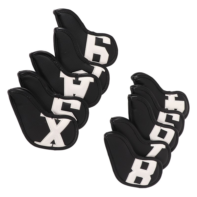 10pcs set PU Waterproof Golf Club Iron Cover Fine Sewing