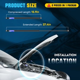 Front Hood Lift Supports Struts Gas Springs Shocks 6333 fit for Camry 2007-2011 (Pack of 2)