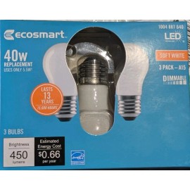 Ecosmart (3-Pk) A15 Dimmable Frosted Glass Deco Filament LED Vintage Light Bulbs