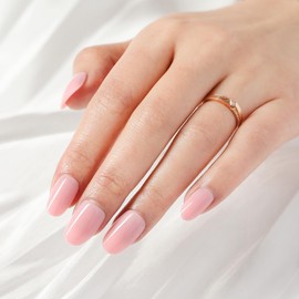 MRSCOL Press on Nails-Pink,30 Pcs Oval Press On Nails，Press On Nails Short Reusable 15 Sizes - 30 Nail Kit with Glue