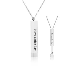 HSWYFCJY Silver Have A Nice Day Necklaces For Women,Inspirational Vertical Bar Square Tubes Pendant With Hidden Message Band Friendship Funny Hilarious Sarcastic Jewelry Gift for Girls