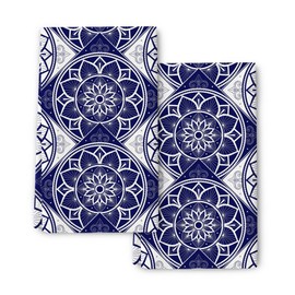 Pintukee Modern Flower Kitchen Dish Towels Soft Absorbent Blue and White Floral Hand Towels 16"x24" Set of 2 for Kitchen Bathroom Farmhouse Holiday Home Decor