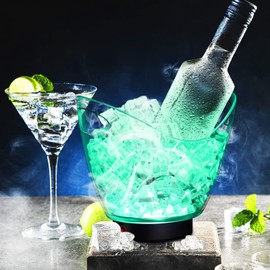 Umigy 4 Pcs LED Ice Buckets 2L Clear Plastic Beer Buckets LED Light Beer Buckets RGB Colors Changing Cooler Bucket Plastic Ice Bucket with Stand Ice Container for Party Home Bar KTV Clubs