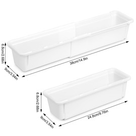 QIWODE Drawer Organiser, Expandable Drawer Organiser for Kitchen, Office, Desk, Plastic Drawer Organiser for Cutlery, Makeup, Utensils, Spice Jars, Stationery, White(Pack of 2)