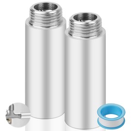 YFLeomry Set of 2 Tap Extension 1/2 Inch 70 mm Stainless Steel Extension Fitting, Shower Head Extension, Water Connection Extension for Taps, Corner Valves and Shower Heads