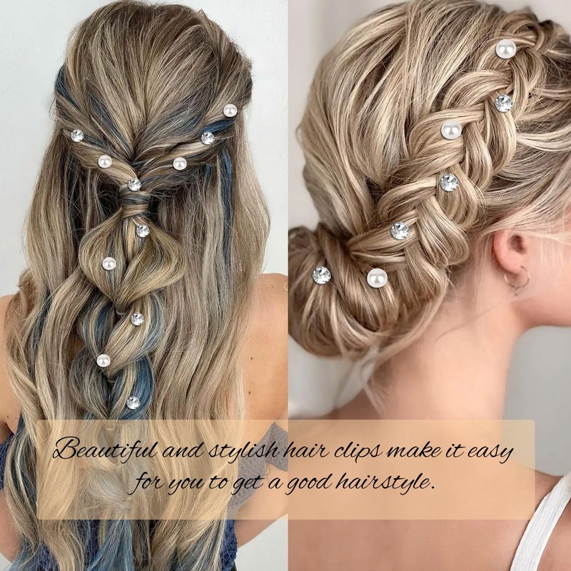 YISSION 40 Pcs Mini Rhinestone Hair Clips Tiny Pearl Hair