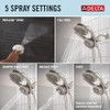 Delta 5-Setting HydroRain 2-in-1 Dual Shower Head with ProClean Spray,