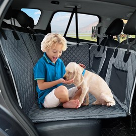 ANOSOSPECIAL Dog Back Seat Cover Extender,Waterproof Camping Pet Hammock Travel Bed,Easy Clean for Car SUV Truck (Gray)