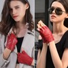 GSG Women Red Driving Gloves Fingerless Leather Gloves Unlined Half