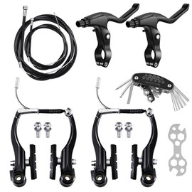 YIDM Brake Set, V-Brake Replacement Set with Brake Cables and Brake Levers, Bicycle Handle Brake Handbrake Set for Most Mountain Bikes and Bicycles (Black)