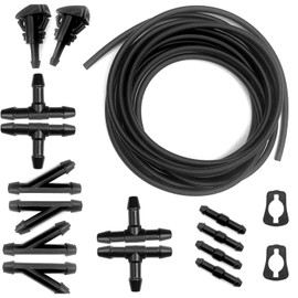NVTRSD 5 m Windscreen Washer Hose, Wiper Water Hose, 16 Pieces Hose Connector, Hose, Windscreen Washer, Automotive Hose, Hose Connector for Windscreen Washer System (Black)